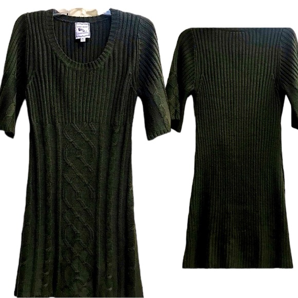 Ivy Olive Green Cable Knit Sweater Dress Versatile Cabincore Casual Size Medium - Picture 1 of 9